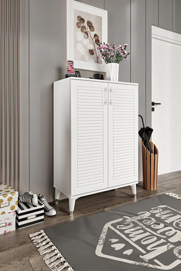 Panjurlu Ayakkabılık Metal Kulp Çok Amaçlı Dolap